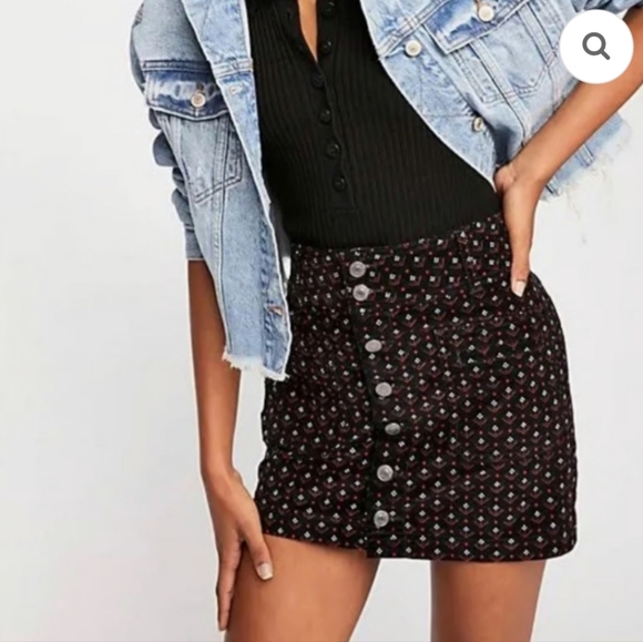 We The Free Black Patterned Corduroy Mini Skirt - Picture 9 of 9